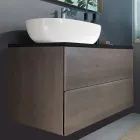 Móveis de Banheiro Suspensos em Madeira, Metal e Cerâmica W96 cm, Precious - Renga Viadurini