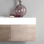 Móveis de Banheiro Suspensos em Metal, Madeira MDF e Stonelight Made in Italy - Renga Viadurini