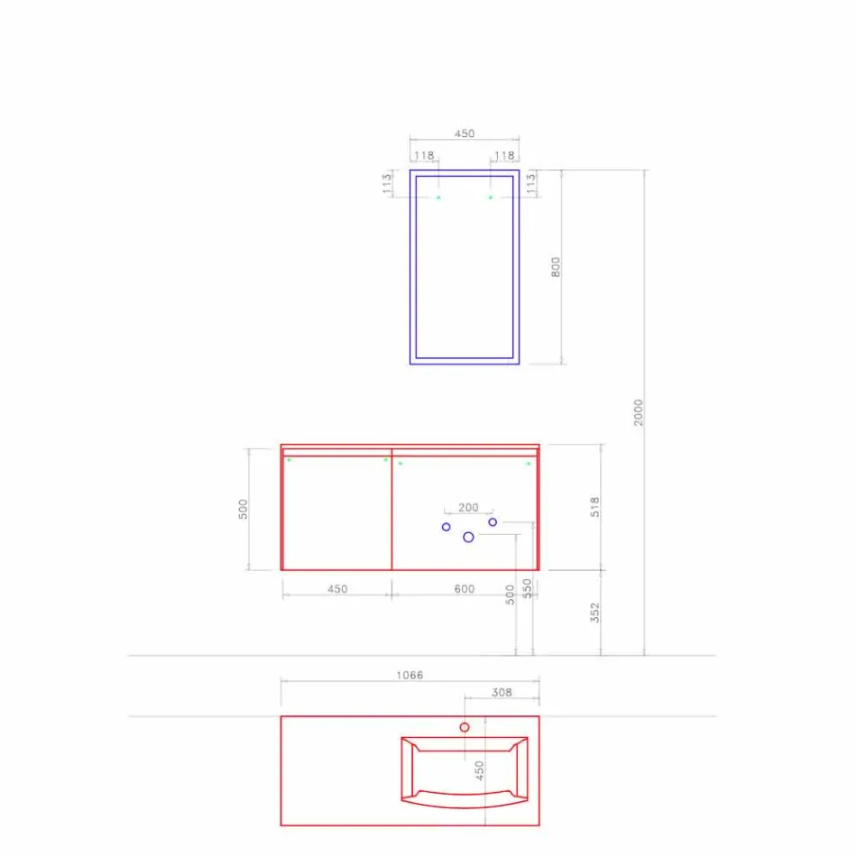 Móveis suspensos de design, composição moderna de banheiro - Callisi9 Viadurini