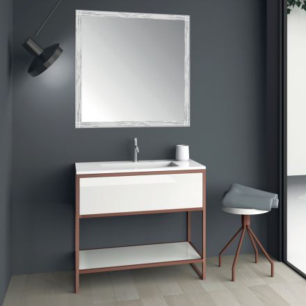 Móveis de Banheiro Térreo em Metal Cobre e Mdf Branco Fabricado na Itália - Cizco Viadurini