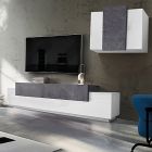 Suporte para móveis de sala de estar e unidade de parede Madeira branca brilhante 3 acabamentos - Therese Viadurini