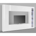 Suporte de TV de móveis para sala de estar em madeira branca brilhante 3 composições - Fabienne