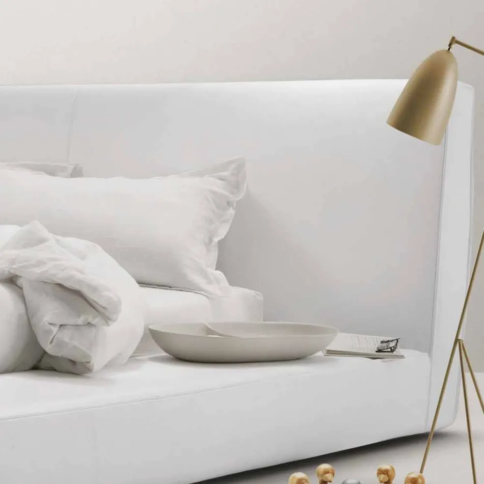 My Home Long Island acolchoada cama de casal de couro feita na Itália Viadurini