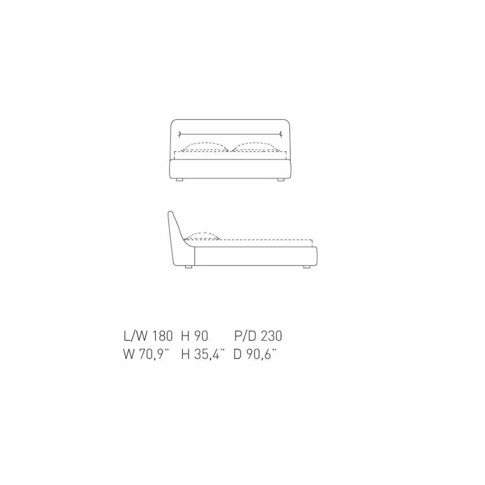 My Home Sleepway estofado cama de casal 180x90cm made in Italy Viadurini