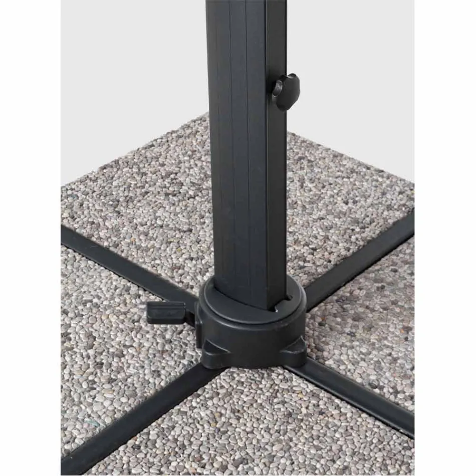 Guarda-chuva externo 4x4 em poliéster cinza claro e alumínio - Daniel Viadurini