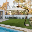 Guarda-chuva Exterior em Madeira e Poliéster Cru 3x4, Homemotion - Passmore Viadurini