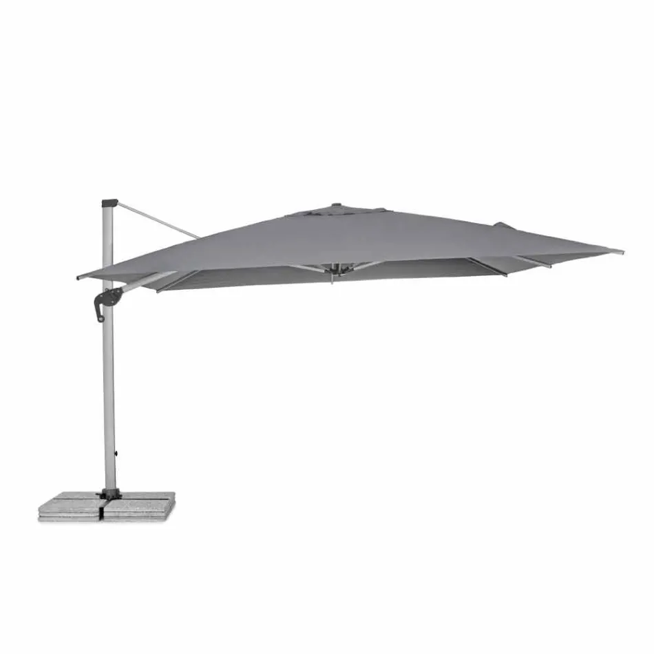 Guarda-chuva de jardim 4x4 com tecido cinza escuro e estrutura anodizada - Daniel Viadurini