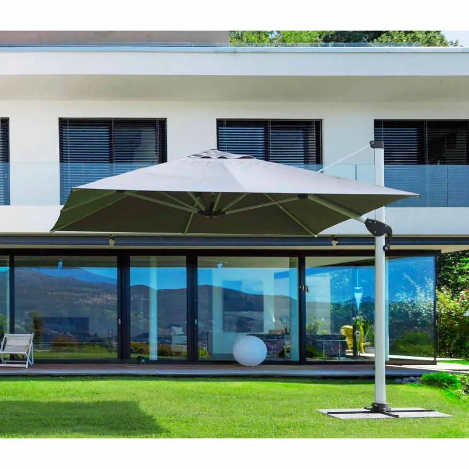 Guarda-chuva de jardim 4x4 com tecido cinza escuro e estrutura anodizada - Daniel Viadurini