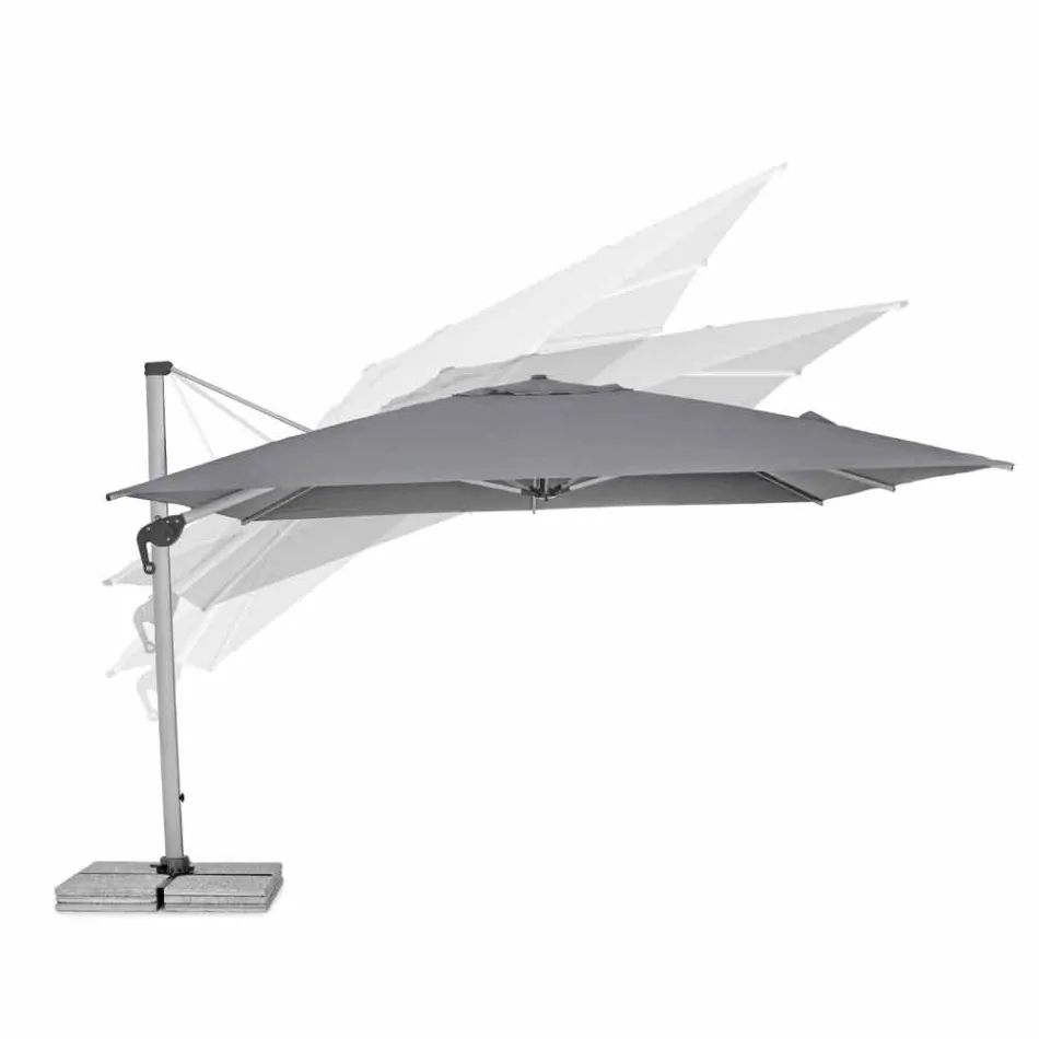 Guarda-chuva de jardim 4x4 com tecido cinza escuro e estrutura anodizada - Daniel Viadurini