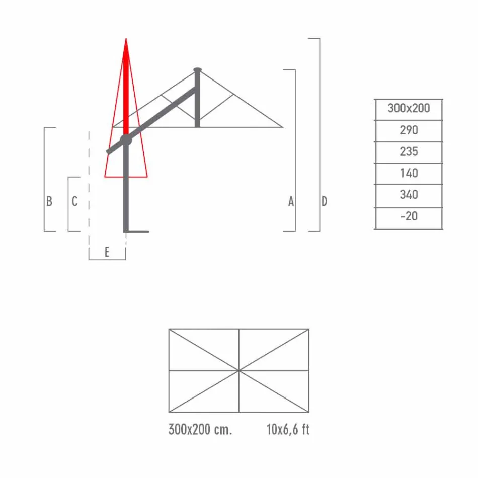 Guarda-chuva de jardim em Alumínio Branco ou Antracite 300x200 cm - Lapillo Viadurini