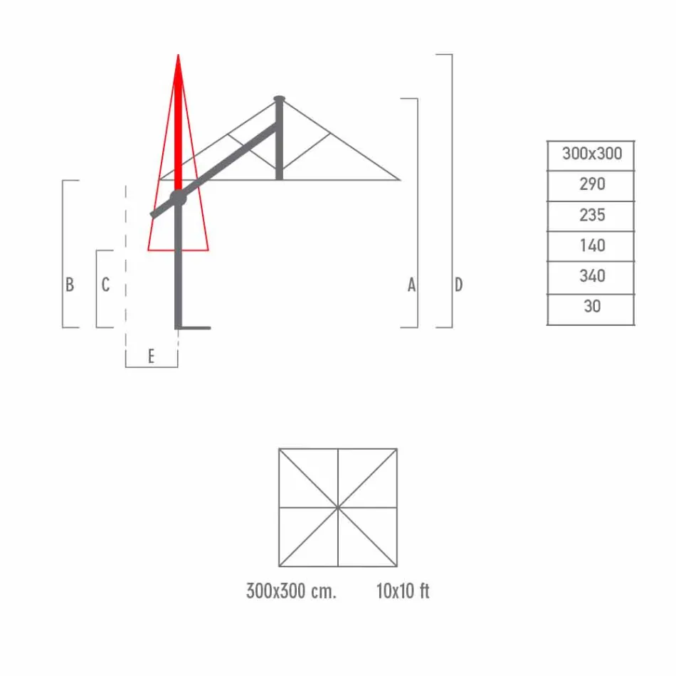 Guarda-chuva de jardim em Alumínio Branco ou Antracite 300x300 cm - Lapillo Viadurini