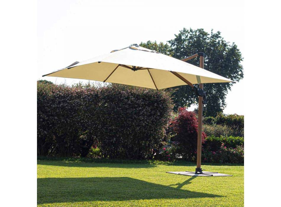 Guarda-chuva externo 3x3 em alumínio com tecido de poliéster bege - Leano Viadurini