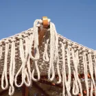 Guarda-sol redondo de rede com franjas, diâmetro de 2,5 metros - Sol Viadurini