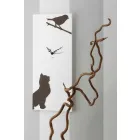 Relógio de Parede Branco com Decorações de Animais de Madeira Design Moderno - Suspense Viadurini