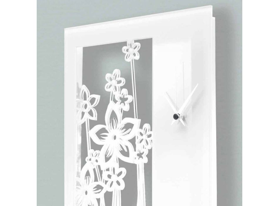 Relógio de Parede Design Retangular Moderno em Plexiglass Branco - Elara Viadurini