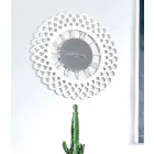 Relógio de parede em madeira branca Design floral grande e moderno - Gerbera Viadurini