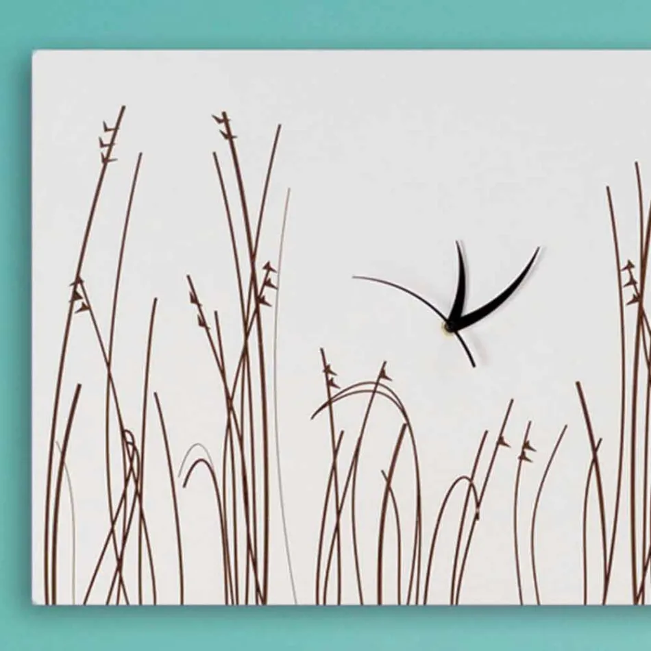 Relógio de parede retangular de madeira branca com design moderno - Filigrana Viadurini