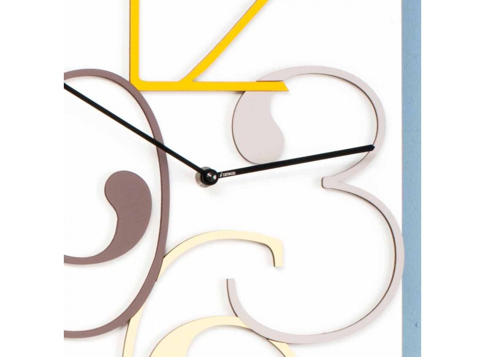 Relógio de parede Design moderno retangular de madeira colorida e branca - Matemática Viadurini
