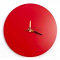 Relógio de parede vermelho com design italiano redondo e moderno em madeira - Callisto