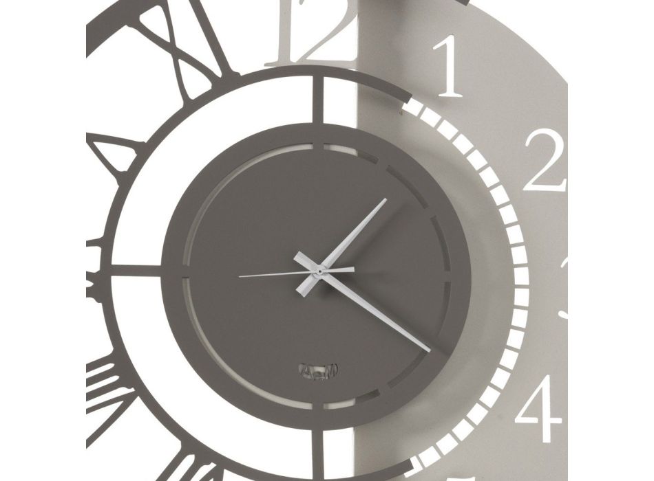 Relógio de parede de ferro redondo moderno com numeração dupla - Kassio Viadurini