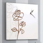 Relógio de parede de madeira quadrado branco com decoração rosa moderna - Snowdrop Viadurini