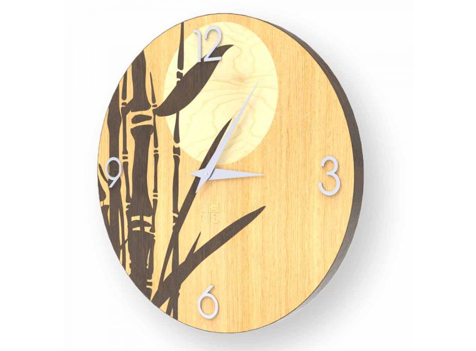 Relógio de parede Atina em madeira decorada, design feito na Itália Viadurini