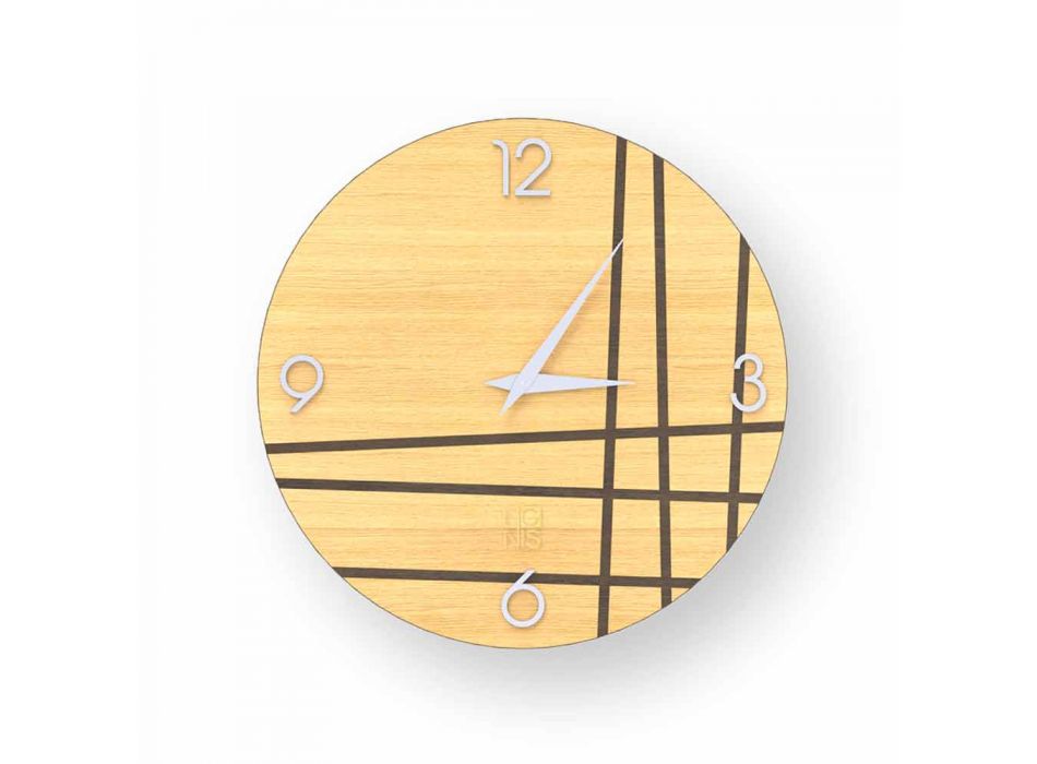 Relógio de parede em madeira Gorle, design moderno, feito na Itália Viadurini