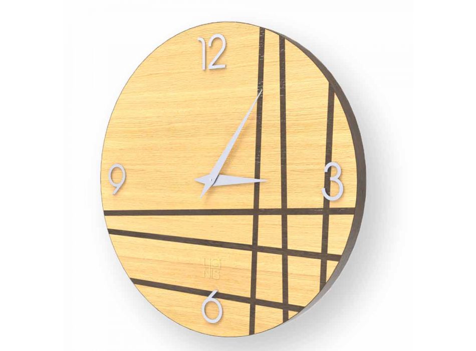 Relógio de parede em madeira Gorle, design moderno, feito na Itália Viadurini