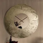 Cinzia - Relógio de parede em vidro fundido com acabamento martelado e prateado, fabricado na Itália. Viadurini