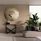 Cinzia - Relógio de parede em vidro fundido com acabamento martelado e prateado, fabricado na Itália. Viadurini