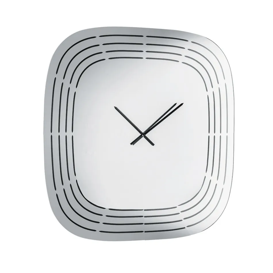 Relógio de parede Cesira em vidro espelhado com gravações a laser, fabricado na Itália. Viadurini