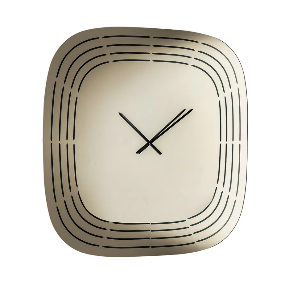 Relógio de parede Cesira em vidro espelhado com gravações a laser, fabricado na Itália. Viadurini