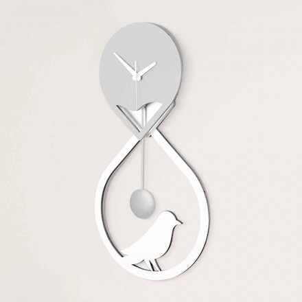 Parede de relógio de pêndulo de design moderno estilizado em branco e cinza - Tebas Viadurini
