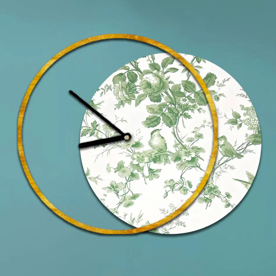 Relógio com painel de madeira e estampado Made in Italy - Malawi Viadurini