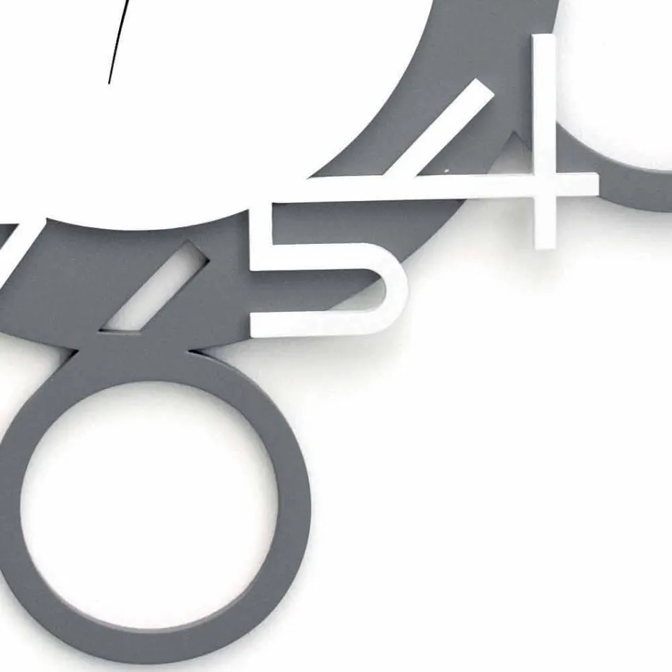 Relógio de Parede Grande e Moderno em Madeira Branca e Cinza - Dígito Viadurini