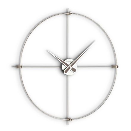 Relógio de Parede em Aço Acetinado com Detalhes Cromáticos Fabricado na Itália - Lucky Viadurini