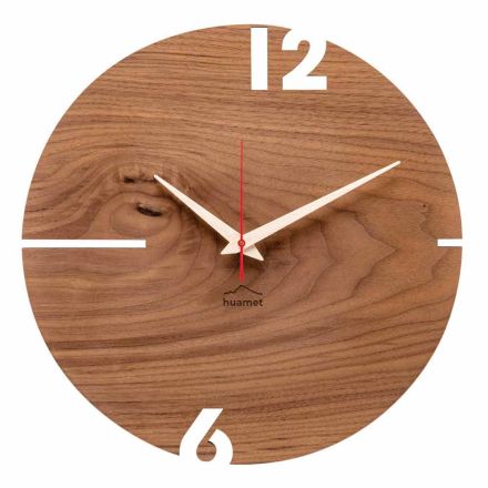 Relógio de parede redondo em madeira de carvalho, pinho ou nogueira fabricado na Itália - Bethel Viadurini