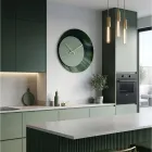 Relógio de parede redondo verde em metacrilato impresso, fabricado na Itália - Verdia Viadurini