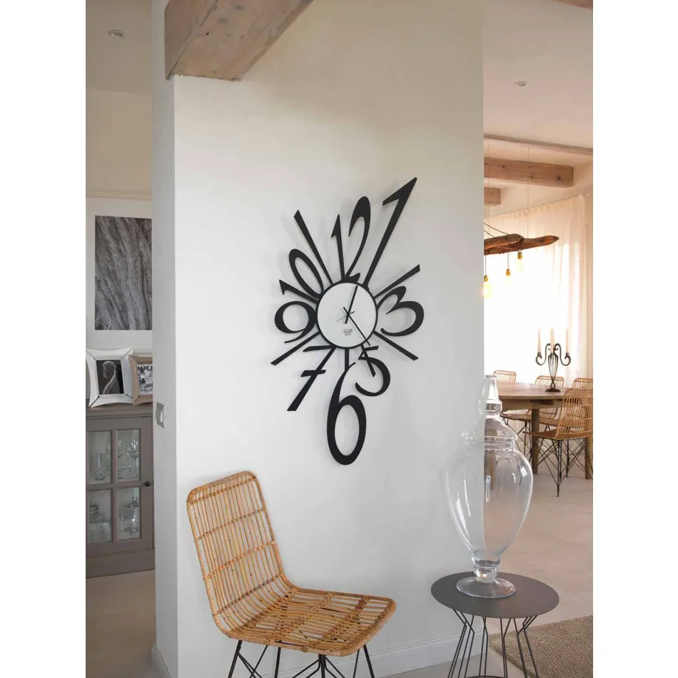 Relógio de parede em ferro ou alumínio preto Design fabricado em Itália - Oceano Viadurini