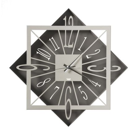 Relógio de parede em ferro com design quadrado geométrico colorido - Eridano Viadurini