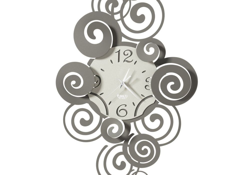 Relógio de parede de ferro com design vertical e decorações onduladas - Alibreo Viadurini