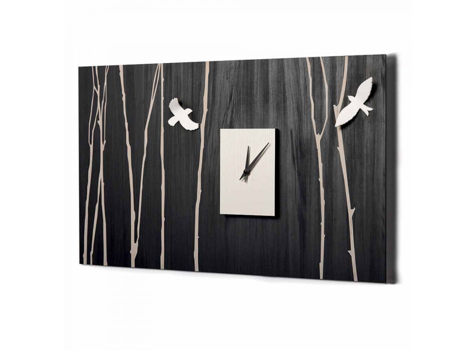 Relógio de parede de madeira com decorações de design tridimensional - Forrest Viadurini