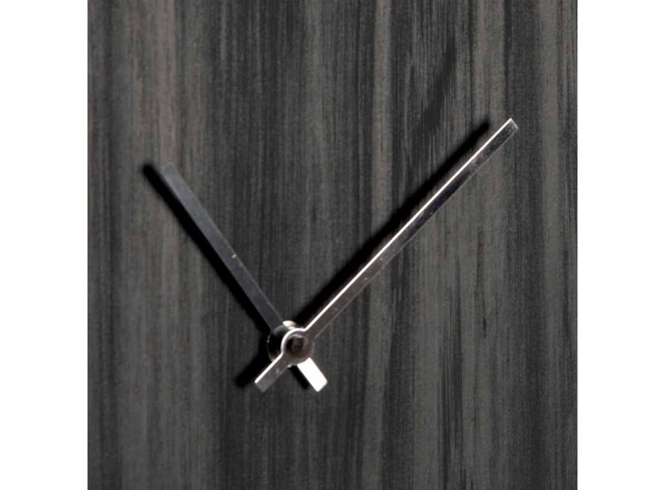 Relógio de parede em madeira de carvalho ou quadro negro com gravura a laser redondo - Kanno Viadurini