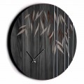 Relógio de parede em madeira de carvalho ou quadro negro com gravura a laser redondo - Kanno