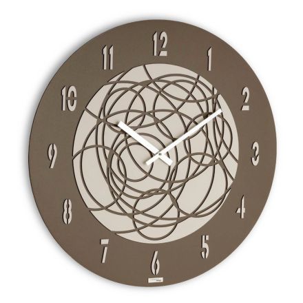 Relógio de Parede em MDF e Linho Prensado em Camadas Fabricado na Itália - Seguro Viadurini