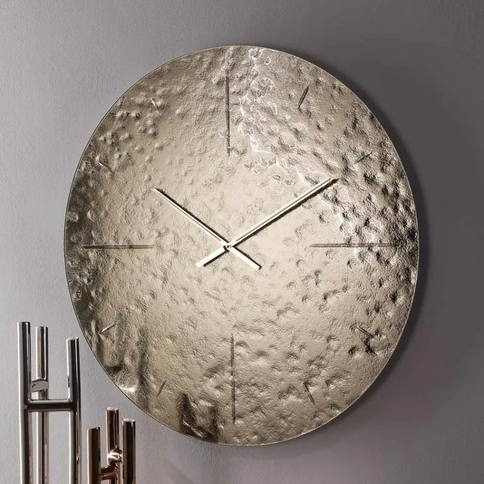 Relógio de parede em vidro fundido ondulado com ponteiros de latão - Radia Viadurini