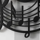 Relógio de Parede Preto Redondo Design Moderno em Madeira Decorada - Música Viadurini