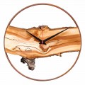 Relógio de parede redondo em madeira maciça de maçã fabricado na Itália - Sirmione