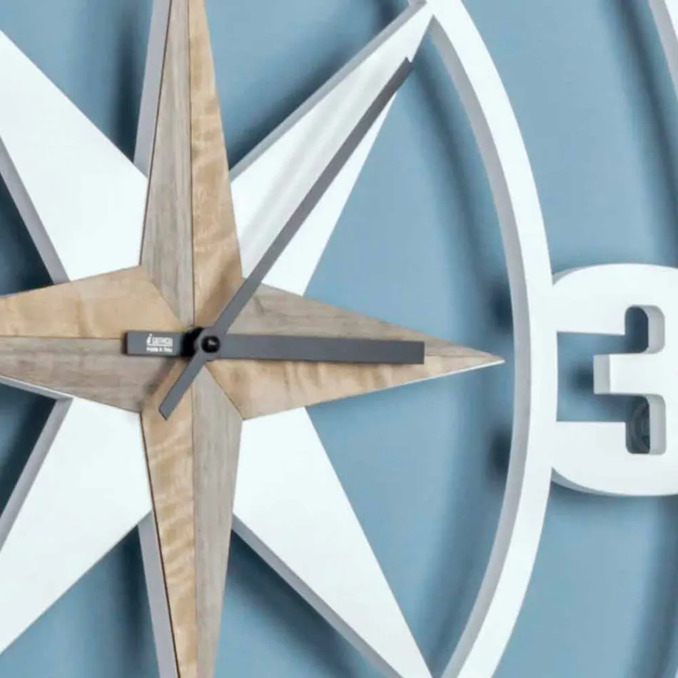 Design de relógio de parede grande em madeira branca e marrom gasto - dobradiça Viadurini