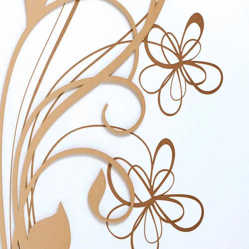 Relógio de parede quadrado grande em madeira branca com flor - Florello Viadurini